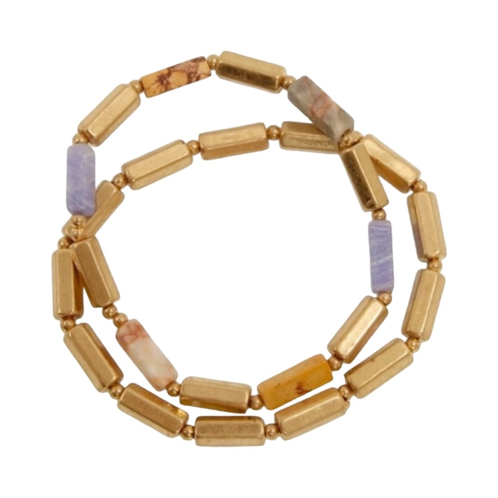 Joy Susan Double Strand Agate Bracelet - Blue/Orange - Picture 2 of 2